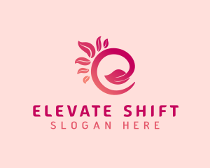 Pink Leaf Letter E logo design