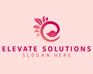 Pink Leaf Letter E logo design