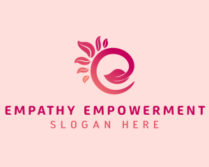 Pink Leaf Letter E logo design