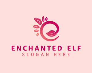 Pink Leaf Letter E logo design