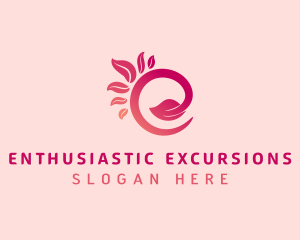 Pink Leaf Letter E logo design