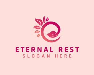 Pink Leaf Letter E logo design