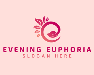 Pink Leaf Letter E logo design