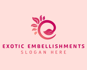 Pink Leaf Letter E logo design