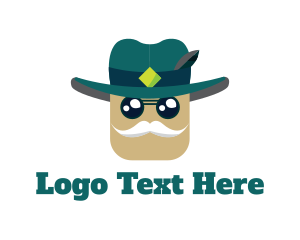 Fedora Mustache Man Logo