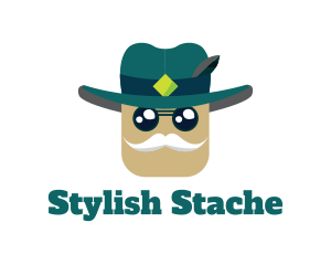 Fedora Mustache Man logo