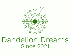 Minimalist Green Dandelion logo design