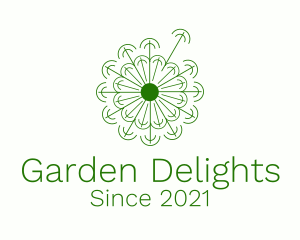 Minimalist Green Dandelion logo design