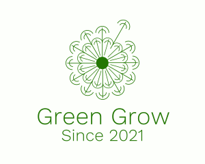 Minimalist Green Dandelion logo design