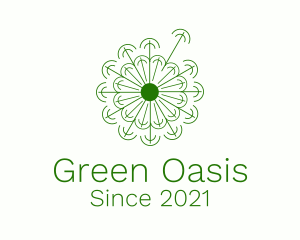 Minimalist Green Dandelion logo design