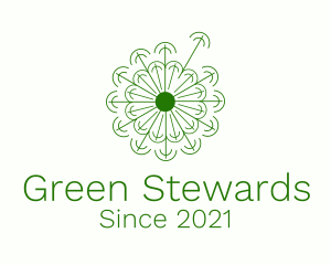 Minimalist Green Dandelion logo design