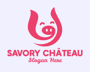 Pink Happy Pig  logo design