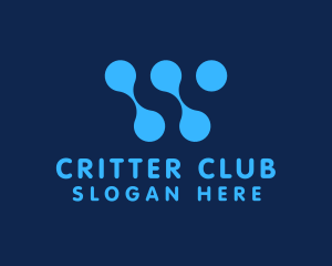 Blue Cyber Letter W logo design