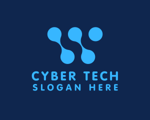 Blue Cyber Letter W logo