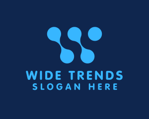 Blue Cyber Letter W logo