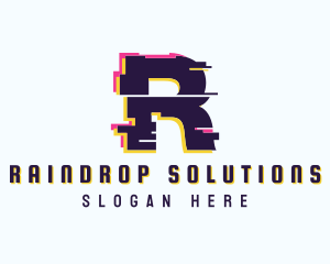 Game Glitch Letter R logo design