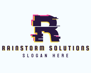 Game Glitch Letter R logo design