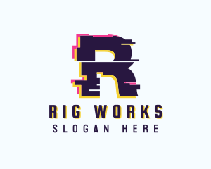 Game Glitch Letter R logo design