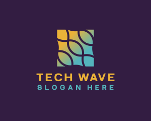 Gradient Tech Waves logo design