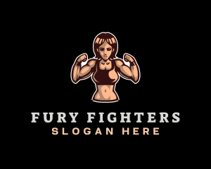 Fighter Fitness Woman logo design