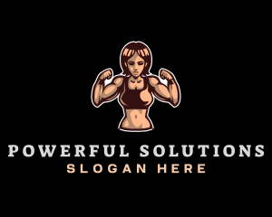 Fighter Fitness Woman logo design