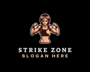 Fighter Fitness Woman logo design