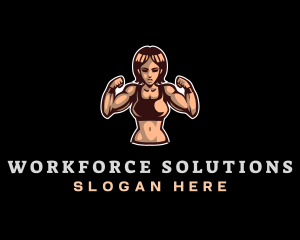 Fighter Fitness Woman logo design