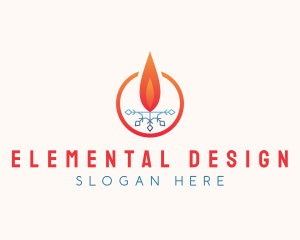 Flame Ice Snowflake logo design