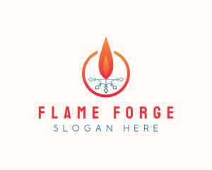 Flame Ice Snowflake logo design