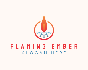 Flame Ice Snowflake logo design