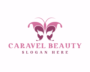 Beautiful Chic Face Butterfly Girl logo design