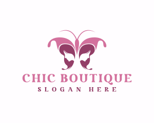 Beautiful Chic Face Butterfly Girl logo