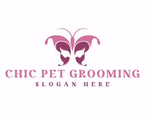Beautiful Chic Face Butterfly Girl logo