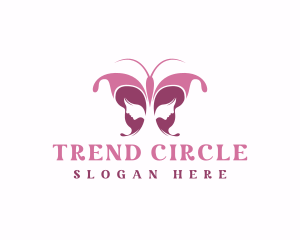 Beautiful Chic Face Butterfly Girl logo