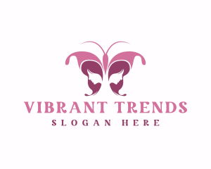 Beautiful Chic Face Butterfly Girl logo