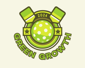 Green Pickleball Emblem logo design