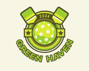 Green Pickleball Emblem logo design