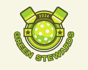 Green Pickleball Emblem logo design