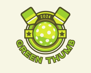 Green Pickleball Emblem logo design