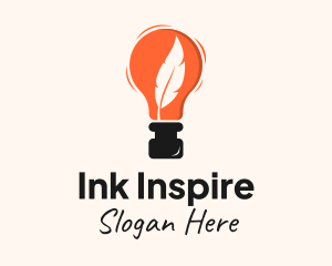 Feather Quill Ink Bulb logo design