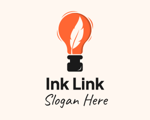 Feather Quill Ink Bulb logo design