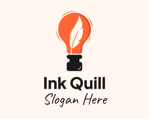 Feather Quill Ink Bulb logo design