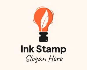 Feather Quill Ink Bulb logo design