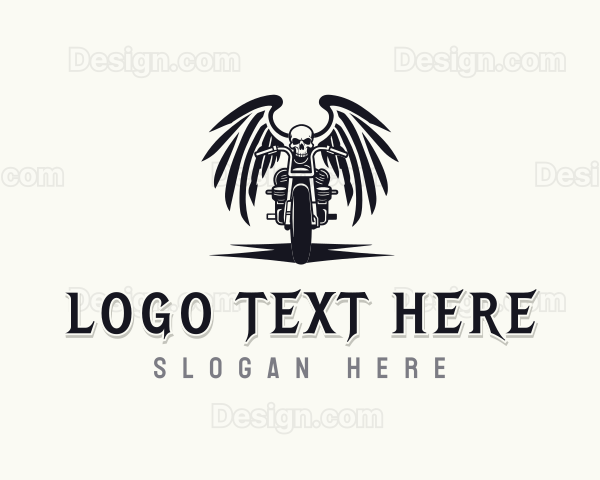 Skull Motorcycle Wings Logo