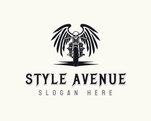 Skull Motorcycle Wings Logo