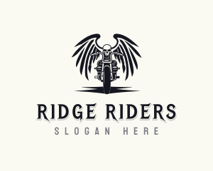 Skull Motorcycle Wings logo design