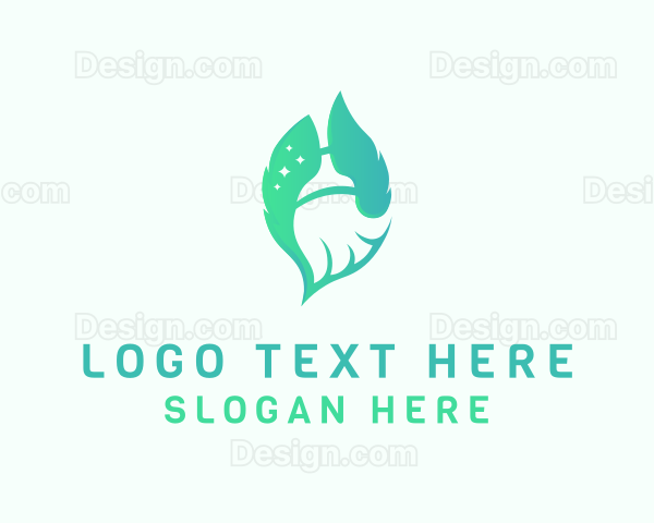 Leaf Broom Cleaning Logo