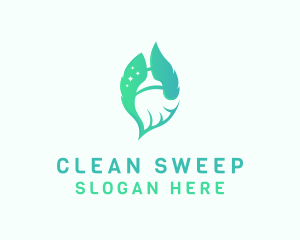 Leaf Broom Cleaning logo design