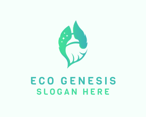 Leaf Broom Cleaning logo design