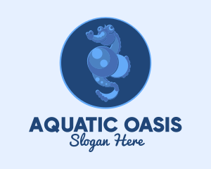 Blue Seahorse Oceanarium logo design